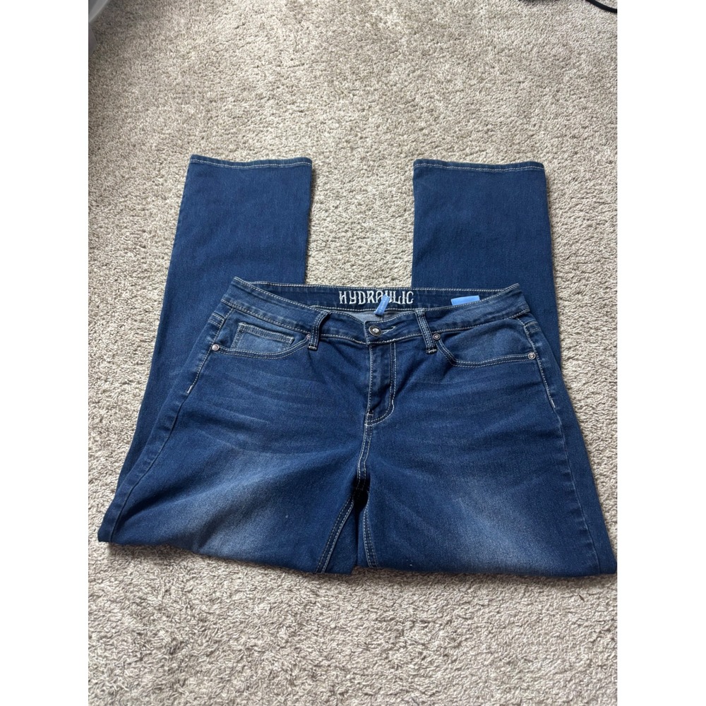 Hydraulic Nolita Curvy Micro Boot Jeans Blue Embroidered Rose Pockets Size 12